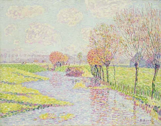Holland på senhøsten, Landskap med piletrær på vann, 1904